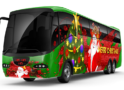 Christmas themed charter bus
